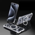 thumbnail image 1 of ELEHOLD for iPhone 14 Pro Max Premium Metal Frameless Bumper Case, Luxury Metal Ring Kickstand Magnetic Holder Shockproof Anti-Scratch Slim Borderless Protective Case for iPhone 14 Pro Max,Silver, 1 of 11