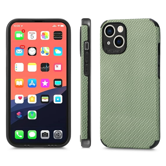 ELEHOLD for iPhone 14 Pro Max Slim Thin Case Fiber Pattern Full Body Protection Shockproof Anti-Fingerprint Anti-Scratch Protective Case 6.7 inch,Green