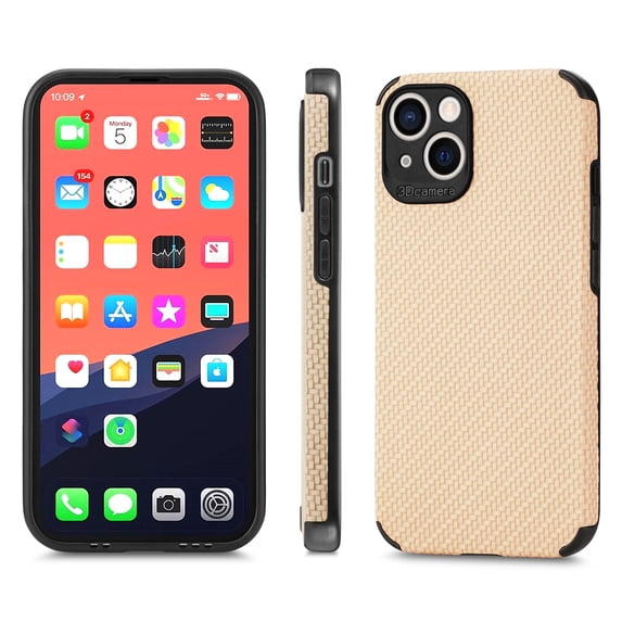ELEHOLD for iPhone 14 Pro Max Slim Thin Case Fiber Pattern Full Body Protection Shockproof Anti-Fingerprint Anti-Scratch Protective Case 6.7 inch,Khaki
