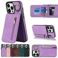 thumbnail image 1 of ELEHOLD for iPhone 14 Pro Max Vintage Leather Wallet Case,Practical Card Holders RFID Blocking Zipper Wallet Kickstand Ring Holder Shockproof Anti-Scratch Case for Women Men,Purple, 1 of 8