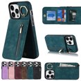 thumbnail image 1 of ELEHOLD for iPhone 14 Pro Max Vintage Leather Wallet Case,Practical Card Holders RFID Blocking Zipper Wallet Kickstand Ring Holder Shockproof Anti-Scratch Case for Women Men,Blue, 1 of 8