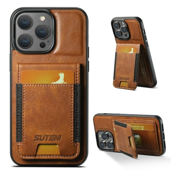 ELEHOLD for iPhone 14 Pro Max Wallet Case,Flip Back Card Holders Premium PU Leather Magentic Closure Stand Function Shockproof Protective Business Case for Men Women,Brown