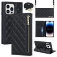 thumbnail image 1 of ELEHOLD for iPhone 14 Pro Wallet Case,Card Slot Zipper Purse Adjustable Crossbody Strap Stand Function Leather Wallet Case for iPhone 14 Pro 6.1 inch, Black, 1 of 9