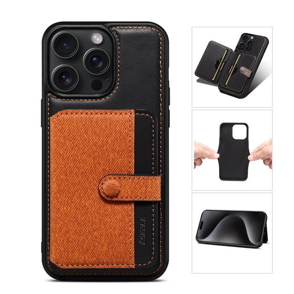 ELEHOLD for iPhone 14 Pro Wallet Case,luxury Business PU leather Credit Card Slot Kickstand Women Men Slim Shockproof Protective Phone Cover for iPhone 14 Pro,Brown