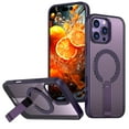 thumbnail image 1 of ELEHOLD For iPhone 14 Shockproof Magnetic Rugged Case 3D Vented Design Cover, MagSafe Compatible, with Kickstand (Horizontal & Vertical Display), Purple, 1 of 7