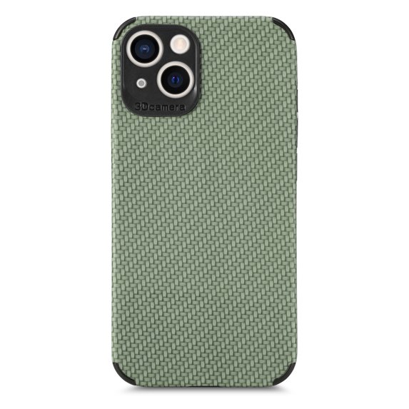 ELEHOLD for iPhone 14 Slim Thin Case Fiber Pattern Full Body Protection Shockproof Anti-Fingerprint Anti-Scratch Protective Case 6.1 inch For iPhone 14,Green