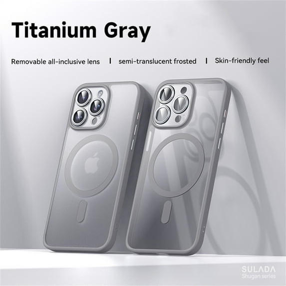 ELEHOLD for iPhone 14 Translucent Matte Case Removable All-inclusive Lens Protection Slim Lightweight Magnetic Compatible with MagSafe Shockproof Case for iPhone 14,grey