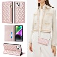 thumbnail image 1 of ELEHOLD for iPhone 14 Wallet Case,Card Slot Zipper Purse Adjustable Crossbody Strap Stand Function Leather Wallet Case for iPhone 14  6.1 inch,Rosegold, 1 of 8