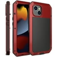 thumbnail image 1 of ELEHOLD for iPhone 15 Armor Case, Outdoor Sports 360° Full Body Protective Cover with Tempered Glass Screen Protector Heavy Duty Shockproof Rugged Metal Case for iPhone 15, Red, 1 of 7