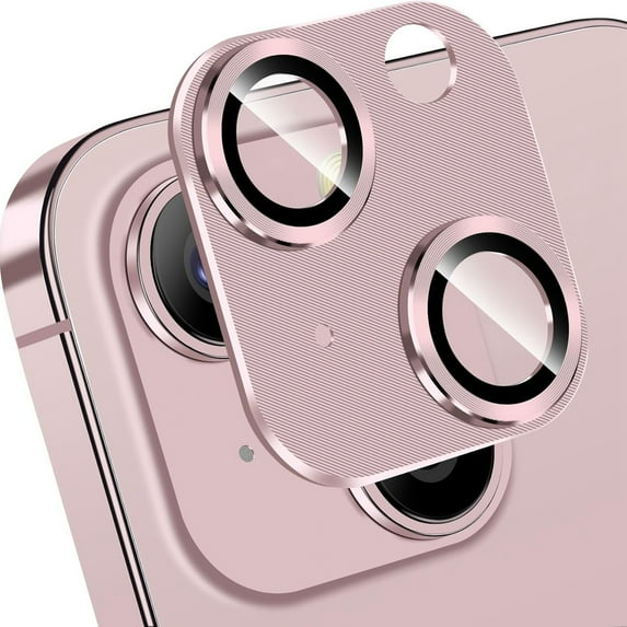 ELEHOLD for iPhone 15 Camera Lens Protector, Case Friendly Scratch Resistant Metal Camera Cover with 9H Tempered Glass Lens Protector Rings Accessories for iPhone 15 - Pink