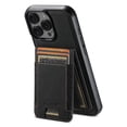 thumbnail image 1 of ELEHOLD for iPhone 15 Case, Compatible with Mag Safe Accessory, 2 in 1 Detachable Magnetic Card Holder Faux Lychee Pattern Leather Kickstand Wallet Case for iPhone 15,Black, 1 of 7