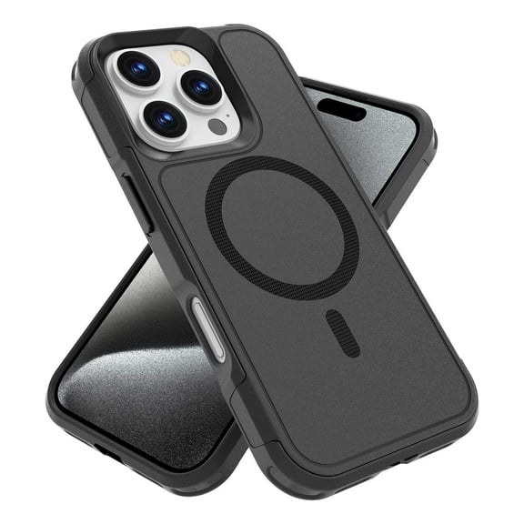 ELEHOLD for iPhone 15 Case, Compatible with Mag Safe Accessory Military Grade Drop Protection Dual Layer Structure Non-Slip Heavy Duty Full-Body Shockproof Phone Case,Black