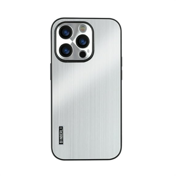 ELEHOLD for iPhone 15 Case,Luxury Metallic Brushed Design Soft TPU Bumper Raised Edge Protection Anti-Scratch Shockproof Non-Slip Protective Case for iPhone 15,Silver