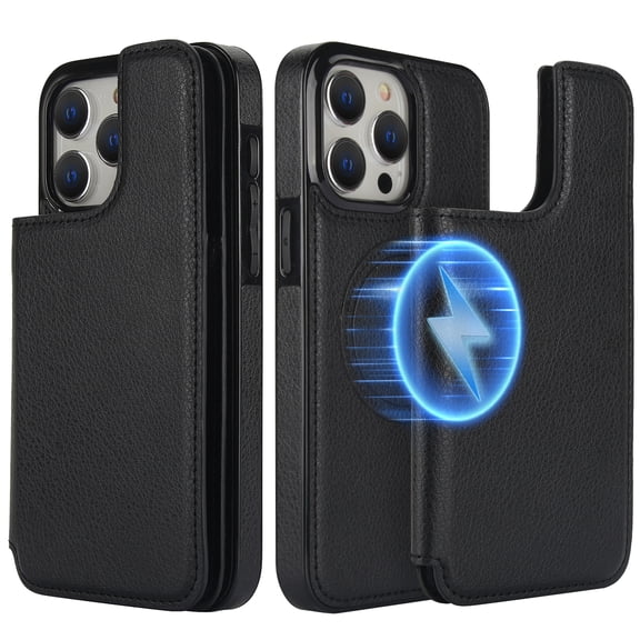 ELEHOLD for iPhone 15 Case with Magnetic Detachable Leather Card Slot Wallet 2-in-1 Multi-Functional Rugged Shockproof Wireless Charging Compatible Purse Case for iPhone 15,Black