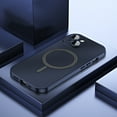 thumbnail image 1 of ELEHOLD for iPhone 15 Case Rugged Metal Alloy Bumper Matte Back Case with Camera Lens Protective Film Safety Lock Clasp Slim Lightweight Shockproof Case Compatible with Mag Safe,blue, 1 of 8