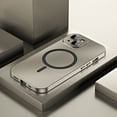 thumbnail image 1 of ELEHOLD for iPhone 15 Case Rugged Metal Alloy Bumper Matte Back Case with Camera Lens Protective Film Safety Lock Clasp Slim Lightweight Shockproof Case Compatible with Mag Safe,gold, 1 of 8