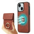 thumbnail image 1 of ELEHOLD for iPhone 15 Case Synthetic Leather 2-in-1 Phone Case with Magnetic Detachable Card Holder Ring Holder Stand Drop Protection Shockproof Wallet Case,winered, 1 of 8