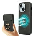 thumbnail image 1 of ELEHOLD for iPhone 15 Case Synthetic Leather 2-in-1 Phone Case with Magnetic Detachable Card Holder Ring Holder Stand Drop Protection Shockproof Wallet Case,black, 1 of 8