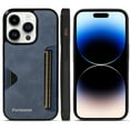 thumbnail image 1 of ELEHOLD for iPhone 15 Case Vintage Premium PU Leather Wallet Case with Back Credit Card Holder Slim Thin Lightweight Shockproof iPhone 15 Phone Case -6.1 inch,Blue, 1 of 8