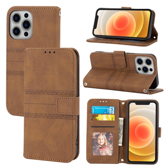 ELEHOLD for iPhone 15 Case for Women Wallet Case, Premium Leather Shockproof Purse Case with Credit Card Slots Anti-Loss Crossbody Strap for iPhone 15 6.1",Brown