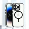 thumbnail image 1 of ELEHOLD for iPhone 15 Clear Case Hybrid PC Back Transparent Anti-Yellowing Clear Support Wireless Charging Magnetic MagSafe Slim Shockproof Protective Case,black, 1 of 7