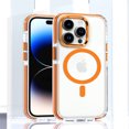 thumbnail image 1 of ELEHOLD for iPhone 15 Clear Case Hybrid PC Back Transparent Anti-Yellowing Clear Support Wireless Charging Magnetic MagSafe Slim Shockproof Protective Case,orange, 1 of 7