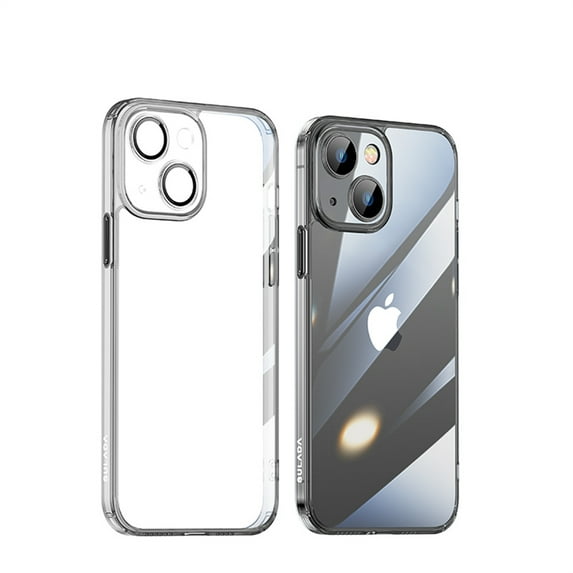 ELEHOLD for iPhone 15 Clear Case,Transparent Crystal Clear Slim Lightweight Shockproof with Camera Lens Protective Film Rugged Glass Case for iPhone 15 6.1 Inch,Black