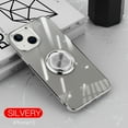 thumbnail image 1 of ELEHOLD for iPhone 15 Plating Clear Case,Transparent Case with Ring Holder Kickstand Work with Magnetic Car Mount Shockproof  Protective Cover Phone Case for iPhone 15, Silver, 1 of 10