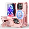 thumbnail image 1 of ELEHOLD for iPhone 15 Plus Armor Case,Hybrid Hard PC Silicone Magnetic Rugged Stand Cover Compatible with Mag Safe Accessories Heavy Duty Shockproof Protective with Screen Protector,Pink, 1 of 7