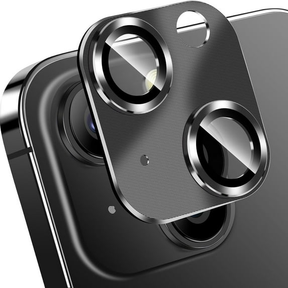 ELEHOLD for iPhone 15 Plus Camera Lens Protector, Case Friendly Scratch Resistant Metal Camera Cover with 9H Tempered Glass Lens Protector Rings Accessories for iPhone 15 Plus - Black