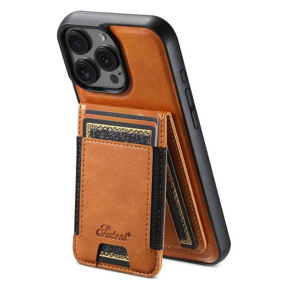 ELEHOLD for iPhone 15 Plus Case, Compatible with Mag Safe Accessory, 2 in 1 Detachable Magnetic Card Holder Faux Leather Men Women Kickstand Wallet Case for iPhone 15 Plus ,Khaki