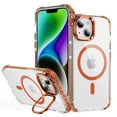 thumbnail image 1 of ELEHOLD for iPhone 15 Plus Case,Magnetic Compatible with Mag Safe Accessory Slim Thin Kickstand Shockproof Transparent Bumper Cover Non-Yellowing Shock-Absorbent Case for iPhone 15 Plus,Orange, 1 of 8