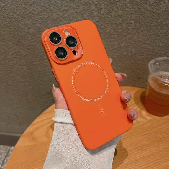 ELEHOLD for iPhone 15 Plus Case Matte Hard PC Back Slim Lightweight with Full Camera Lens Protection Strong Magnetic Compatible with Mag Safe Shockproof Case for iPhone 15 Plus,orange