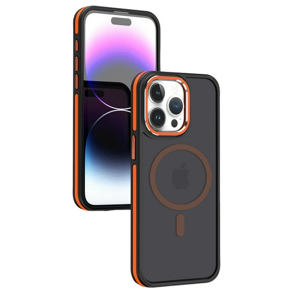 ELEHOLD for iPhone 15 Plus Case Matte Translucent Case Slim Thin Lightweight Compatible with MagSafe Magnetic Anti-Fingerprint Shockproof Case for iPhone 15 Plus,orange