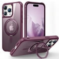 thumbnail image 1 of ELEHOLD for iPhone 15 Plus Case Matte Translucent Cover with 360° Rotatable Foldable Ring Holder Stand Strong Magnetic Compatible with MagSafe Shockproof Protection Case,winered, 1 of 7