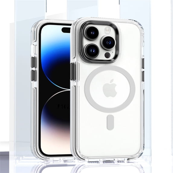 ELEHOLD for iPhone 15 Plus Clear Case Hybrid PC Back Transparent Anti-Yellowing Clear Support Wireless Charging Magnetic MagSafe Slim Shockproof Protective Case,white