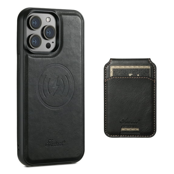 ELEHOLD for iPhone 15 Plus Leather Case Premium Leather Material with Magnetic Detachable Card Holder Compatible with MagSafe Charging Shockproof Slim Lightweight Case for iPhone 15 Plus 6.7",Black