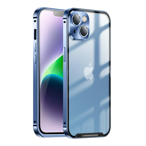 ELEHOLD for iPhone 15 Plus Luxury Plating Clear Case Ultra Slim Thin Camera Lens Protective Film Rugged Metal Frame Shockproof Anti-Scratch Case for iPhone 15 Plus 6.7",Blue
