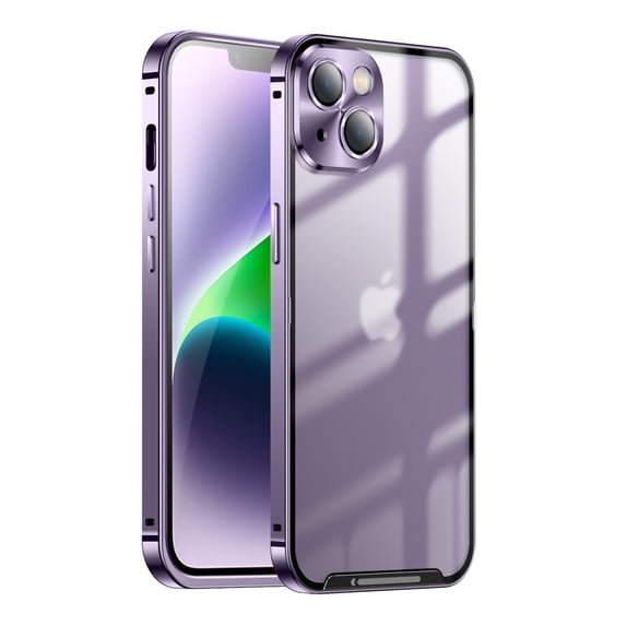 ELEHOLD for iPhone 15 Plus Luxury Plating Clear Case Ultra Slim Thin Camera Lens Protective Film Rugged Metal Frame Shockproof Anti-Scratch Case for iPhone 15 Plus 6.7",Purple