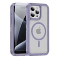 thumbnail image 1 of ELEHOLD for iPhone 15 Plus Magnetic Translucent Clear Case with HD Tempered Glass Screen Protector Hybrid PC + TPU Shockproof Bumper Compatible with Mag Safe Drop-Protection Cover,Purple+Clear, 1 of 7