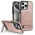 thumbnail image 1 of ELEHOLD for iPhone 15 Plus Premium Leather Case Strong Magnetic Compatible with Mag Safe with Foldable Invisible Kickstand Scratch-Resistant Shockproof Protective Case,rosegold, 1 of 8