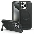 thumbnail image 1 of ELEHOLD for iPhone 15 Plus Premium Leather Case Strong Magnetic Compatible with Mag Safe with Foldable Invisible Kickstand Scratch-Resistant Shockproof Protective Case,black, 1 of 8