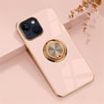thumbnail image 1 of ELEHOLD for iPhone 15 Plus Slim Case Electroplating Frame Design All-inclusive Lens Protection Metal Ring Holder Stand Function Shockproof Lightweight Case for iPhone 15 Plus,Pink, 1 of 9