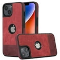 thumbnail image 1 of ELEHOLD for iPhone 15 Plus Slim Leather Case Luxury Premium PU Leather Logo View Window All Round Shockproof Protection Anti-Fingerprint Non-Slip Lightweight Case,red, 1 of 7