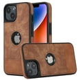 thumbnail image 1 of ELEHOLD for iPhone 15 Plus Slim Leather Case Luxury Premium PU Leather Logo View Window All Round Shockproof Protection Anti-Fingerprint Non-Slip Lightweight Case,brown, 1 of 7