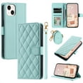 thumbnail image 1 of ELEHOLD for iPhone 15 Plus Wallet Crossbody Case PU Leather Cover with Card Slots Magnetic Clasp Kickstand Detachable Wriststrap Shoulder Strap Flip Shockpoof Cover,mint, 1 of 8