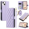 thumbnail image 1 of ELEHOLD for iPhone 15 Plus Wallet Crossbody Case PU Leather Cover with Card Slots Magnetic Clasp Kickstand Detachable Wriststrap Shoulder Strap Flip Shockpoof Cover,purple, 1 of 1