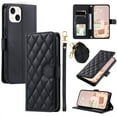 thumbnail image 1 of ELEHOLD for iPhone 15 Plus Wallet Crossbody Case PU Leather Cover with Card Slots Magnetic Clasp Kickstand Detachable Wriststrap Shoulder Strap Flip Shockpoof Cover,black, 1 of 8