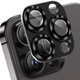 thumbnail image 1 of ELEHOLD for iPhone 15 Pro Camera Lens Protector, Case Friendly Scratch Resistant Metal Camera Cover with 9H Tempered Glass Lens Protector Rings Accessories for iPhone 15 Pro - Black, 1 of 8