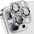 thumbnail image 1 of ELEHOLD for iPhone 15 Pro Camera Lens Protector, Case Friendly Scratch Resistant Metal Camera Cover with 9H Tempered Glass Lens Protector Rings Accessories for iPhone 15 Pro - Silver, 1 of 8
